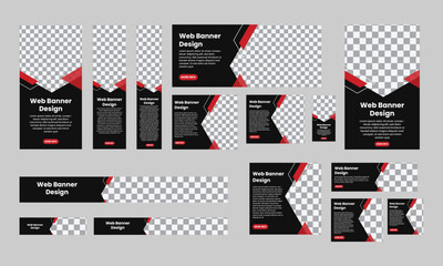 set of modern business web banners of standard size with a place for photos set banners template.