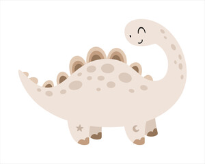 Brontosaurus dinosaur clipart, cute isolated cartoon character. Vector illustration