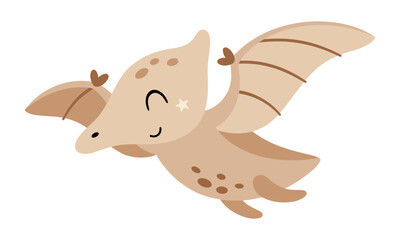 Flying pterodactyl dinosaur clipart, cute isolated cartoon character. Vector illustration © JulzaArt