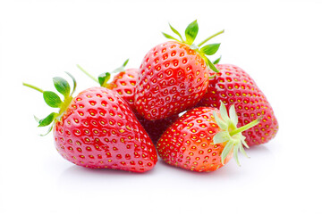 fresh red strawberries isolated on white background