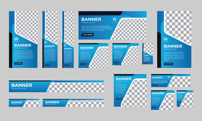 business advertising web banners design template set layout. promotional banner ads