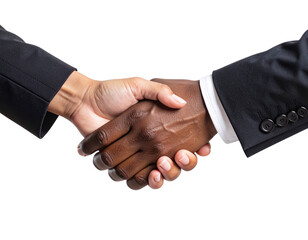 Close-Up of African and American Hands in Handshake, unity concept, isolated”