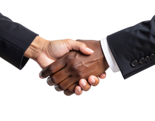 Close-Up of African and American Hands in Handshake, unity concept, isolated”
