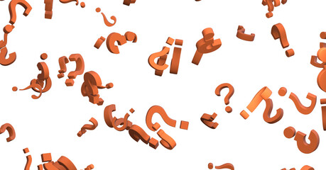 Infinite question marks, original 3d illustration