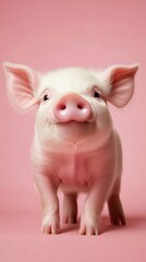 Fototapeta premium image of a pink pig on a pink background
