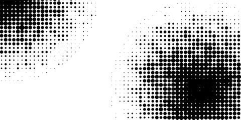 Halftone gradient. Dotted gradient, smooth dots spraying and halftones dot background seamless horizontal geometric pattern vector template set. modern vector ilustration