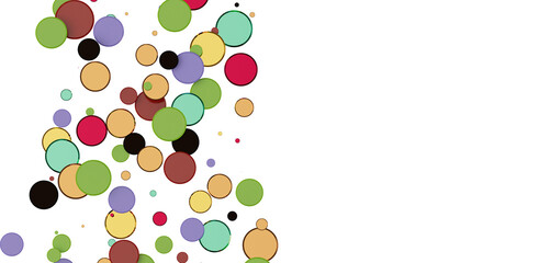  Colorful assorted confetti with serpentine on white