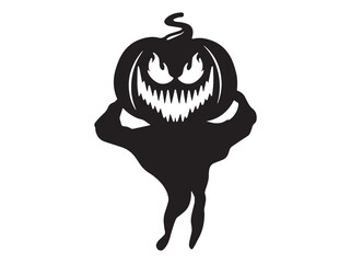 Halloween Ghost Face Pumpkin Silhouette