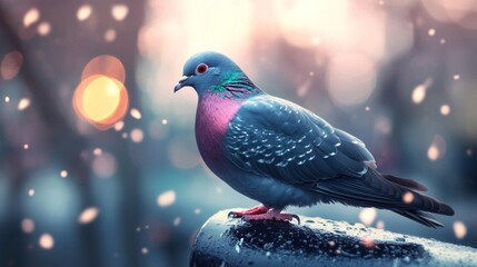 blue dove with light reflection