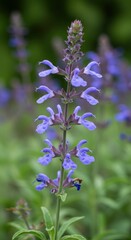 Fototapeta premium Close-up of vibrant purple sage flower