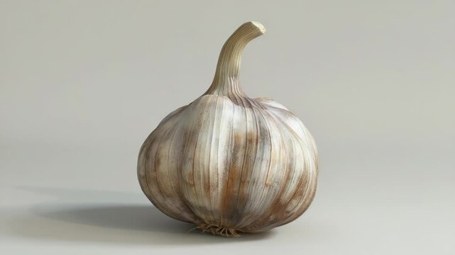 A detailed shot of a single garlic bulb, great for food or cooking related uses