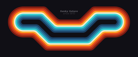 A minimalistic retro-futuristic background with vibrant, multicolored stripes. Vector illustration.