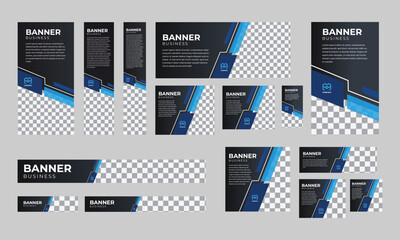 set of modern business web banners of standard size with a place for photos set banners template.
