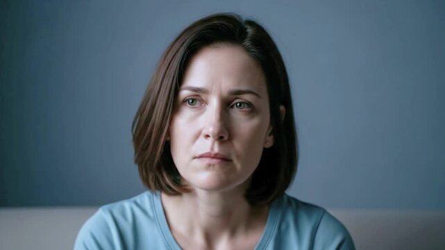 Emotionally oppressed woman sitting alone in mental distress &ndash; concept of loneliness and inner struggle