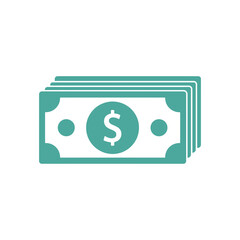 Flat Money Icon with Dollar Symbol Stack of Cash Vector for Finance and Banking Designs