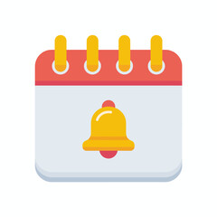 Reminder Calendar with Notification Bell Icon Flat Style Vector for Alerts and Scheduling