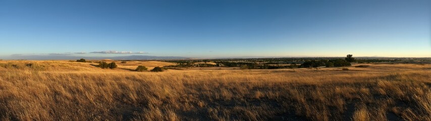 Obraz premium Panoramic 360 degrees view of golden fields nature landscape hdr environment
