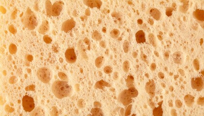 Macro Photography of Natural Sponge Texture with Porous and Soft Shapes Against Yellow Background