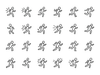 Dynamic Set of Sports, Fitness, and Workout Line Icons with Glowing Effects – Ideal for Gyms, Sports Apps, and Athletic Brands