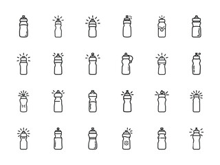 Dynamic Set of Sports, Fitness, and Workout Line Icons with Glowing Effects – Ideal for Gyms, Sports Apps, and Athletic Brands