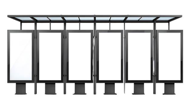 Vertical Urban Lightbox Billboard Mockup Set – Blank Poster for Street Advertising, Isolated on Transparent  Background PNG