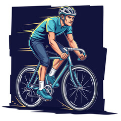 Obraz premium Cyclist Riding Bike Vector Art, Sports & Fitness Illustration