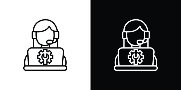 Tech support icon website stock illustration. stroke symbols