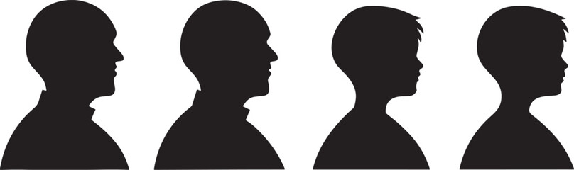 Human profiles diverse ages male female silhouettes