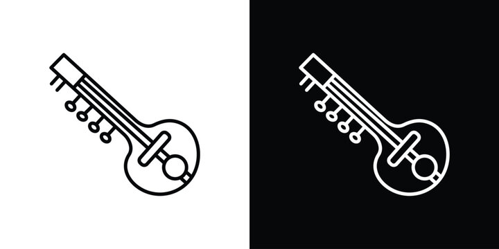 Sitar icon website stock illustration. stroke symbols