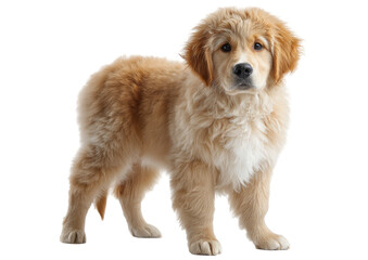 Obraz premium Golden retriever puppy isolated on transparent background with soft fur and curious expression