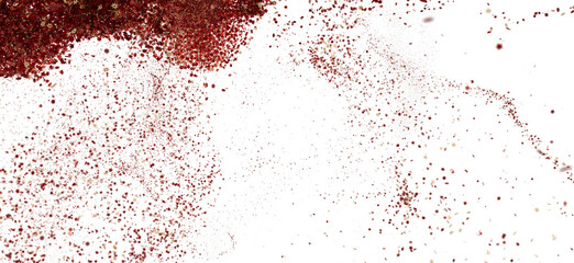 High-resolution stock photo of red particles exploding on white background. Perfect for abstract designs.
