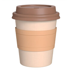 Beige and Brown Paper Coffee Cup with Lid