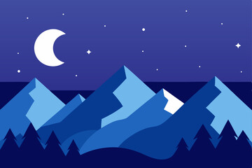 Obraz premium a moonlit mountain range with stars above 