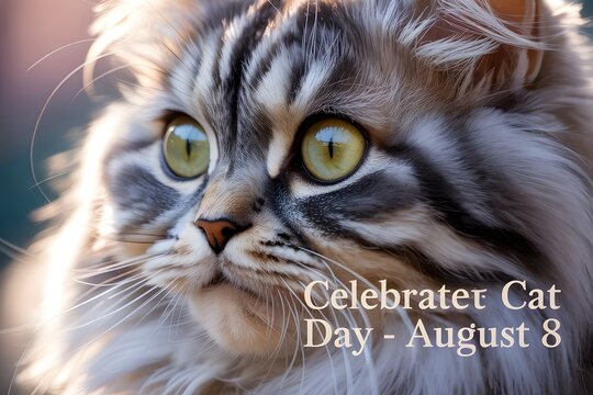 A beautiful tabby cat celebrates international cat day on august 8th