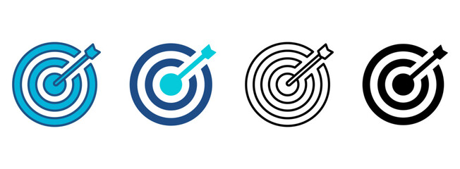 Target Icon Set With Multiple Styles. Vector Illustration