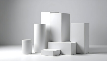 White Geometric Shapes on Minimalist Background