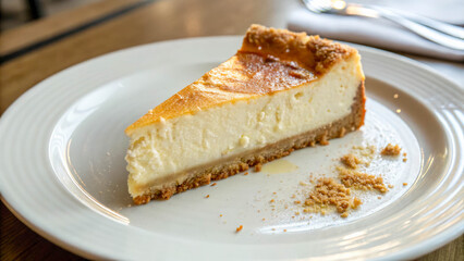 Cheesecake Slice on White Plate