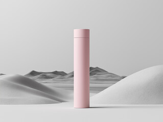 Empty cosmetic tube mockup in soft pink color