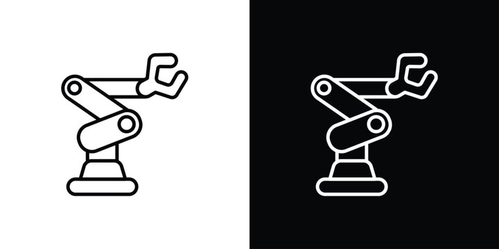 Industrial robot icon website stock illustration. stroke symbols