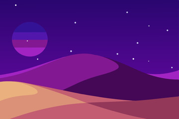 Naklejka premium dune landscape at twilight with stars beginning 