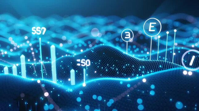 Futuristic abstract representation of artificial intelligence, glowing neural networks intertwining with digital growth charts and cost-saving symbols, sleek cybernetic patterns, minimalistic corporat
