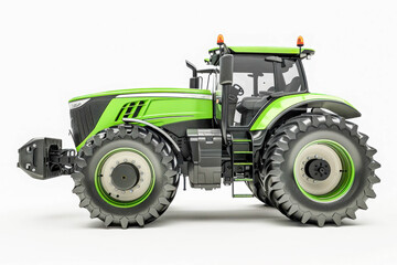 Obraz premium Green Agricultural Tractor Isolated on White Background