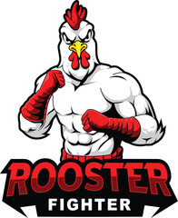 Rooster Fighter Logo Premium Vector