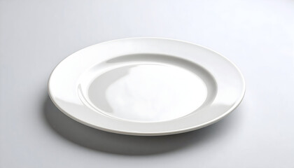 White Ceramic Plate on Light Gray Background
