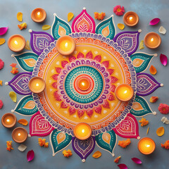 Diwali, Hindu festival of lights celebration. Diya oil lamps