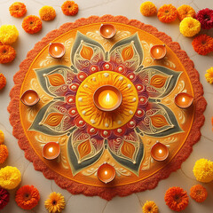 Diwali, Hindu festival of lights celebration. Diya oil lamps