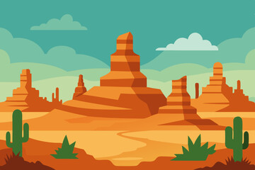 high desert with layered rock formations  scattere