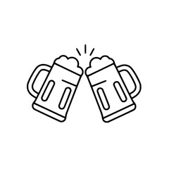 Beer mugs clinking in celebration for International Beer Day  