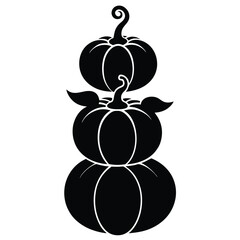 Black silhouette of three stacked pumpkins a classic halloween decoration perfect for festive autumn designs and seasonal celebrations