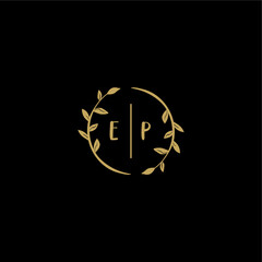 Obraz premium EP feminine and elegant wedding monogram initial logo with circle floral gold